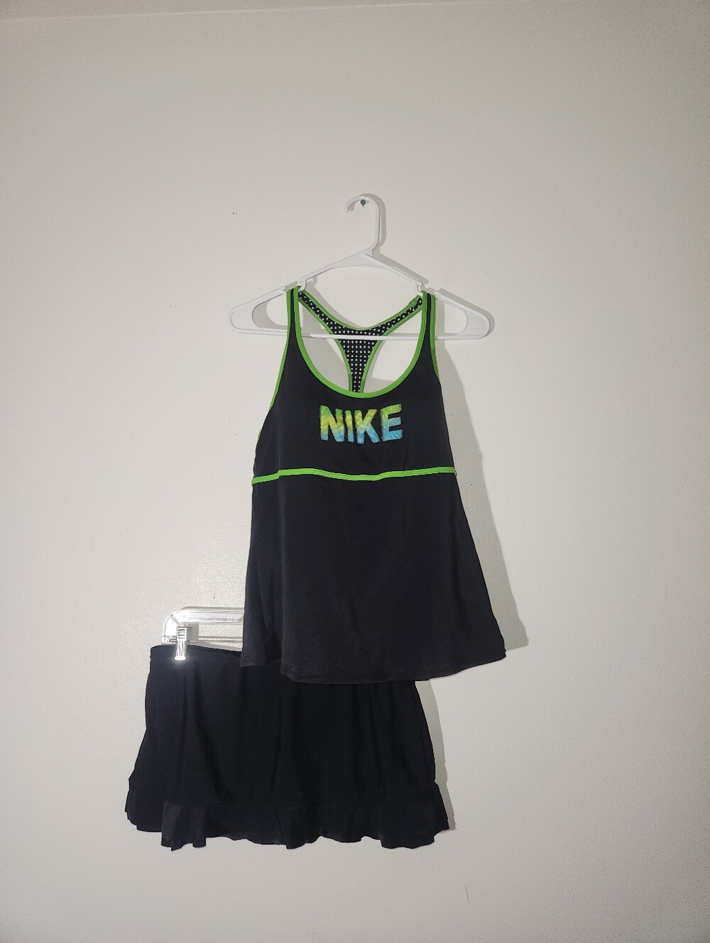 Women's Nike Black With Neon Trim  Tankini Swimwear With Black Swim Skirt